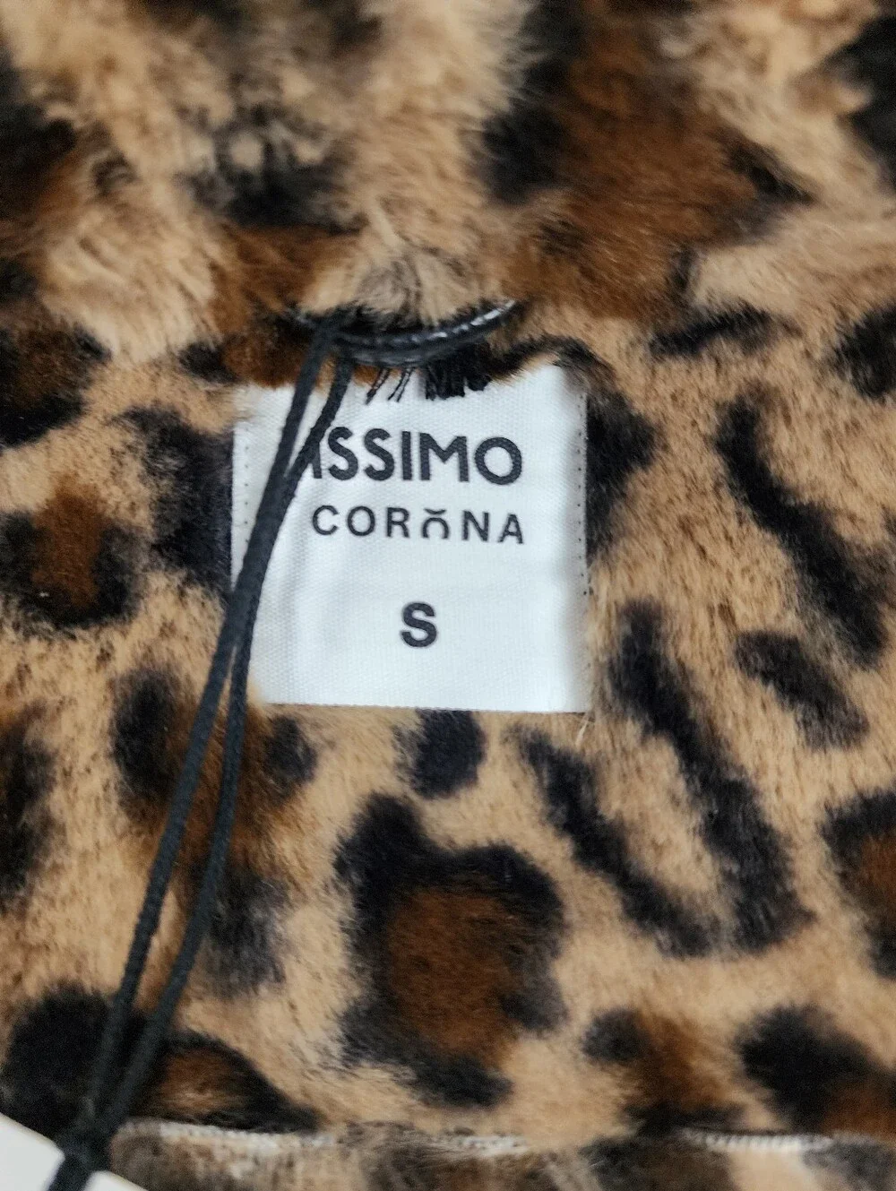 Black Faux Leather Moto Jacket with Leopard Faux Fur Accent